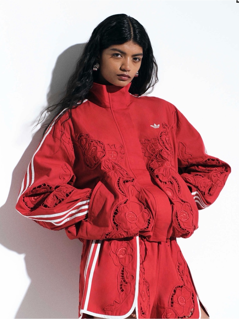 Adidas Originals x ASOS oversized cutwork track jacket in red - Picture 2 of 6